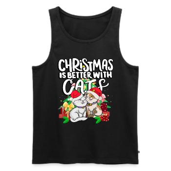 Noël est mieux avec des chats heureux - Débardeur bio Premium Homme - noir - Devant - Michal (187cm)
