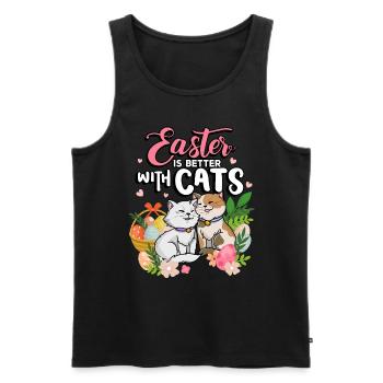 Pâques est mieux avec les chats Vacances de la saison de Pâques - Débardeur bio Premium Homme - noir - Devant - Michal (187cm)