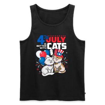 Le 4 juillet est meilleur avec les chats - Débardeur bio Premium Homme - noir - Devant - Michal (187cm)