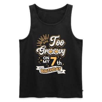 Too Groovy On My 7th Birthday Seven years old - Men's Premium Organic Tank Top - black - Front - AI Model Male 178 light (178cm)