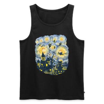 Spooky Evening With Pumpkins Ghosts - Men's Premium Organic Tank Top - black - Front - AI Model Male 178 light (178cm)