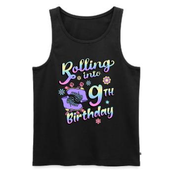 Rolling Into 9. Geburtstag Quad Skater - Männer Premium Bio Tank Top - Schwarz - Vorne - AI Model Male 178 light (178cm)