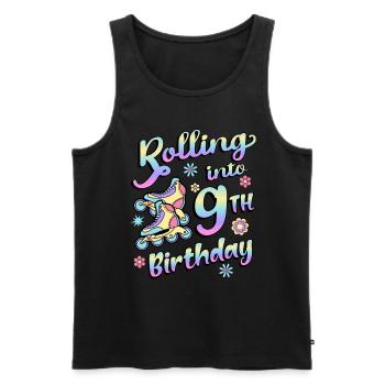 Rolling Into 9th Geburtstag Roller Skater Inline - Männer Premium Bio Tank Top - Schwarz - Vorne - Michal (187cm)
