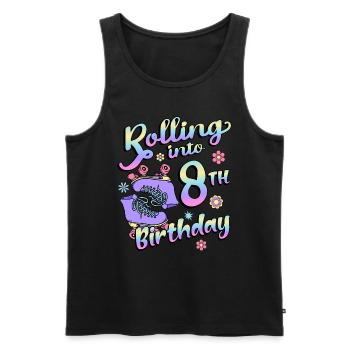 Rolling Into 8th Birthday Quad Skater - Men's Premium Organic Tank Top - black - Front - AI Model Male 178 light (178cm)