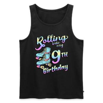 Rolling Into My 9th Birthday Quad Skater - Männer Premium Bio Tank Top - Schwarz - Vorne - AI Model Male 178 light (178cm)