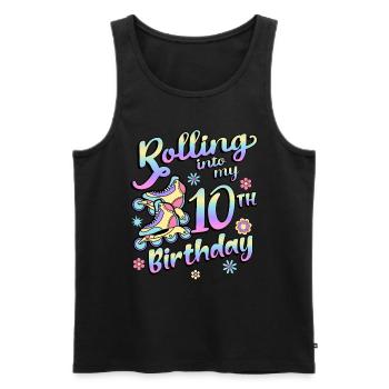Rolling Into My 10th Birthday Roller Skater - Männer Premium Bio Tank Top - Schwarz - Vorne - Michal (187cm)