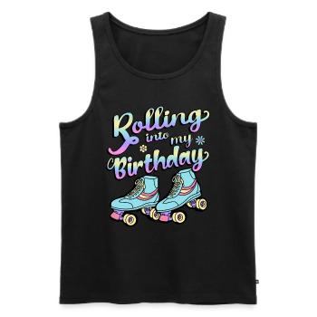 Rolling Into My Birthday Quad Skater Rollschuhe - Männer Premium Bio Tank Top - Schwarz - Vorne - AI Model Male 178 light (178cm)