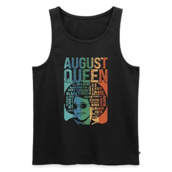 August, the month of the Queen's birth, celebrates - Men's Premium Organic Tank Top - black - Front - AI Model Male 178 light (178cm)