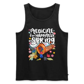 Medicine to Happiness at Spring Cat Gummies - Men's Premium Organic Tank Top - black - Front - AI Model Male 178 light (178cm)
