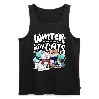 Winter is better with cats autumn season - Men's Premium Organic Tank Top - black - Front - Michal (187cm)
