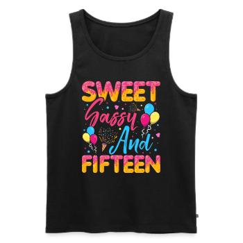 Sweet Sassy And Fifteen Sprinkles Delicious - Men's Premium Organic Tank Top - black - Front - Michal (187cm)