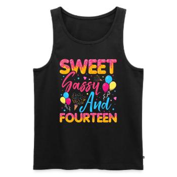 Doux Sassy Et Quatorze Saupoudrés Délicieux - Débardeur bio Premium Homme - noir - Devant - Michal (187cm)
