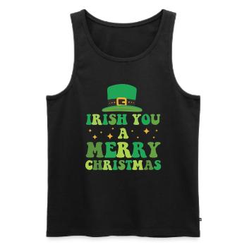 Irish You Merry Christmas - Men's Premium Organic Tank Top - black - Front - AI Model Male 178 light (178cm)