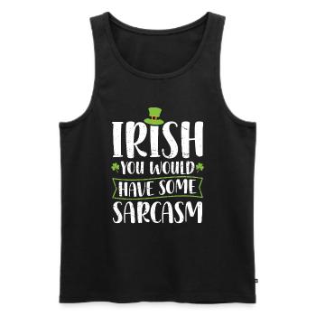 Irlandais, vous auriez du sarcasme Green Cloverleaf - Débardeur bio Premium Homme - noir - Devant - AI Model Male 178 light (178cm)