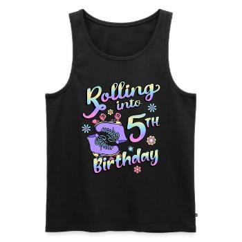 Rolling Into 5th Birthday Quad Skater Rollschuhe - Männer Premium Bio Tank Top - Schwarz - Vorne - AI Model Male 178 light (178cm)