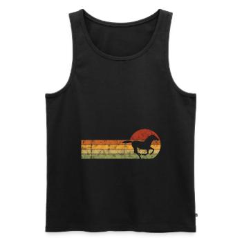 Reiten Pferd Pferde Retro Reiter Pony Reitsport - Männer Premium Bio Tank Top - Schwarz - Vorne - Michal (187cm)