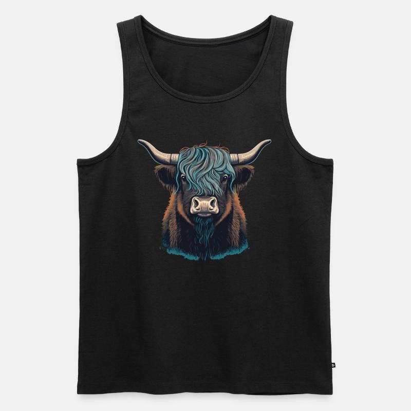 Yak Kopf - Männer Premium Bio Tank Top - Schwarz