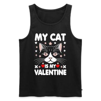 My Cat Is My Valentine - Men's Premium Organic Tank Top - black - Front - Michal (187cm)