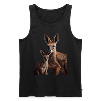 Maman kangourou mignonne avec son bébé avec maman - Débardeur bio Premium Homme - noir - Devant - AI Model Male 178 light (178cm)