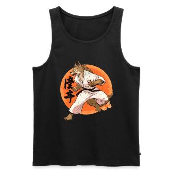 Karate Wolf Kampfkunst Wolf Design - Männer Premium Bio Tank Top - Schwarz - Vorne - AI Model Male 178 light (178cm)