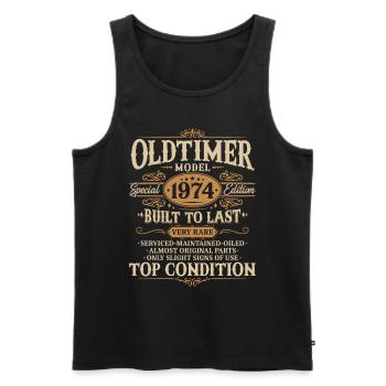 Vintage 1974 Vintage Born Birthday Gift - Men's Premium Organic Tank Top - black - Front - Michal (187cm)