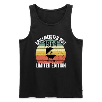 60th Birthday - Grillmeister since 1964 - Men's Premium Organic Tank Top - black - Front - Michal (187cm)