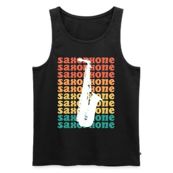 Vintage Musician Saxophonist Saxophone - Men's Premium Organic Tank Top - black - Front - Michal (187cm)