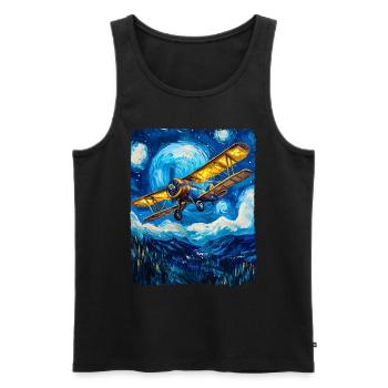 Aviation Pilote Vintage Avion - Débardeur bio Premium Homme - noir - Devant - AI Model Male 178 light (178cm)