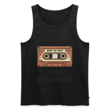 Rewind the memories. Retro cassette design. - Men's Premium Organic Tank Top - black - Front - Michal (187cm)
