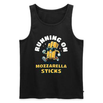 Courir sur des bâtonnets de mozzarella - Débardeur bio Premium Homme - noir - Devant - Michal (187cm)