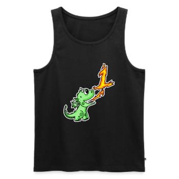 1 an - Inscription à l’école - Motif Dragon - Numéro 1 - Débardeur bio Premium Homme - noir - Devant - Michal (187cm)