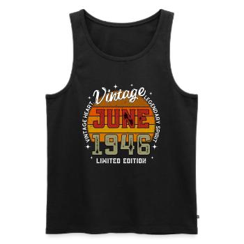Retro 79 Jahre alt Vintage Juni 1946 79. Geburtstag - Männer Premium Bio Tank Top - Schwarz - Vorne - AI Model Male 178 light (178cm)