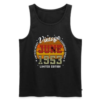 Retro 72 Jahre alter Jahrgang Juni 1953 72. Geburtstag - Männer Premium Bio Tank Top - Schwarz - Vorne - Michal (187cm)