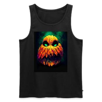 Courge d’Halloween dangereuse avec des dents pointues - Débardeur bio Premium Homme - noir - Devant - AI Model Male 178 light (178cm)