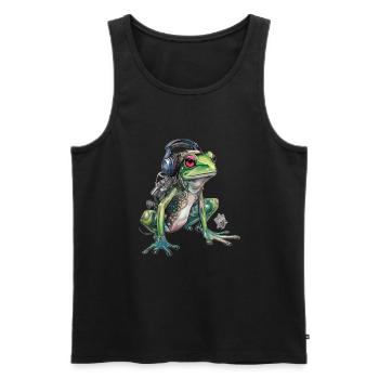 Festival de musique électro Party Lovers Techno - Débardeur bio Premium Homme - noir - Devant - AI Model Male 178 light (178cm)