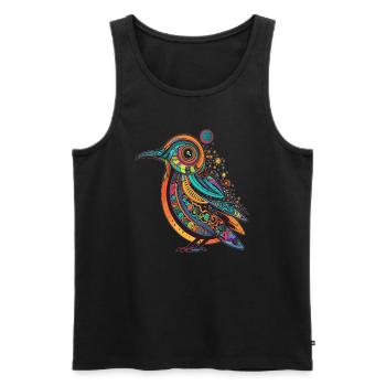 Techno Party Festival Bird DJ - Débardeur bio Premium Homme - noir - Devant - AI Model Male 178 light (178cm)