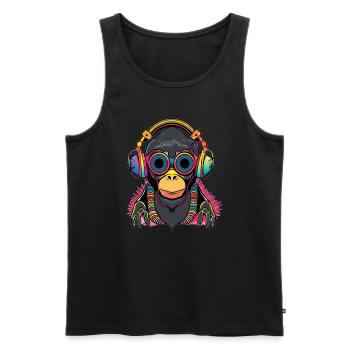 Festival de musique EDM Cyber Monkey - Débardeur bio Premium Homme - noir - Devant - AI Model Male 178 light (178cm)