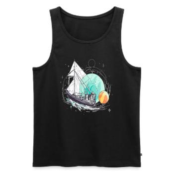 Retro Cruise Captain Ocean Traveler - Men's Premium Organic Tank Top - black - Front - Michal (187cm)