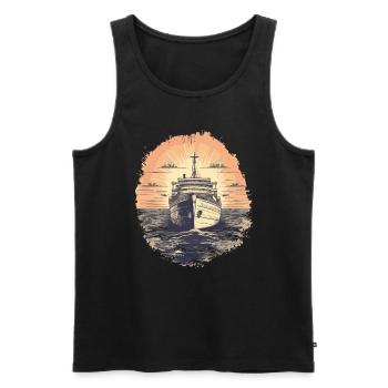 Retro Cruise Holiday Cruise Boat Captain - Men's Premium Organic Tank Top - black - Front - Michal (187cm)