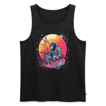 Bateau Voyageur Monkey Captain Travel - Débardeur bio Premium Homme - noir - Devant - Michal (187cm)