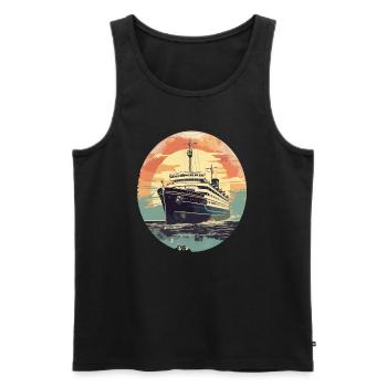 Travel Boat Retro Daddy Cruise Captain - Men's Premium Organic Tank Top - black - Front - Michal (187cm)