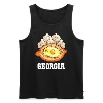 Cuisine géorgienne Khinkali Khachapuri - Débardeur bio Premium Homme - noir - Devant - Michal (187cm)