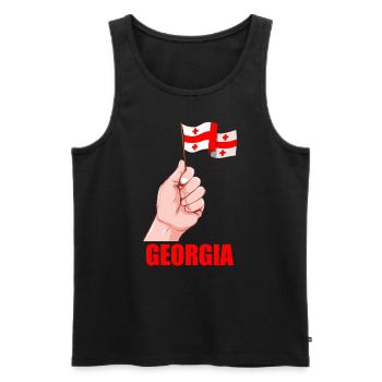 Voyage au drapeau géorgien Géorgie - Débardeur bio Premium Homme - noir - Devant - AI Model Male 178 light (178cm)