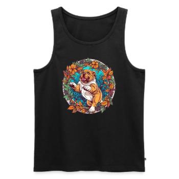 Flora Bulldog Lover Dancing Dog - Men's Premium Organic Tank Top - black - Front - Michal (187cm)