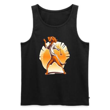 Chien dansant Teckel Lover Funny Dance Contest - Débardeur bio Premium Homme - noir - Devant - Michal (187cm)