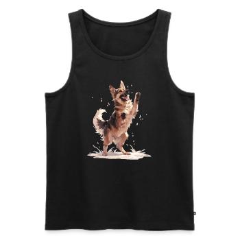 Funny Dancing Dog German Shepherd - Men's Premium Organic Tank Top - black - Front - Michal (187cm)