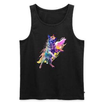 Arty Dancer Dog German Shepherd - Men's Premium Organic Tank Top - black - Front - AI Model Male 178 light (178cm)