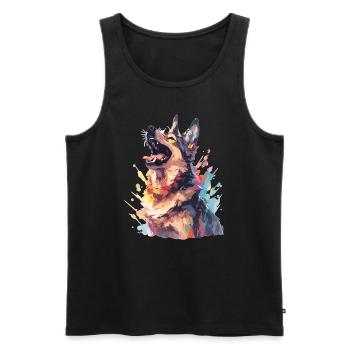 Arty Dog German Shepherd Lover - Men's Premium Organic Tank Top - black - Front - AI Model Male 178 light (178cm)