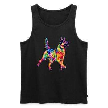 Arty German Shepherd Circus Dog - Men's Premium Organic Tank Top - black - Front - AI Model Male 178 light (178cm)
