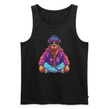 Party EDM Capybara Cyberpunk DJ Rave - Men's Premium Organic Tank Top - black - Front - Michal (187cm)